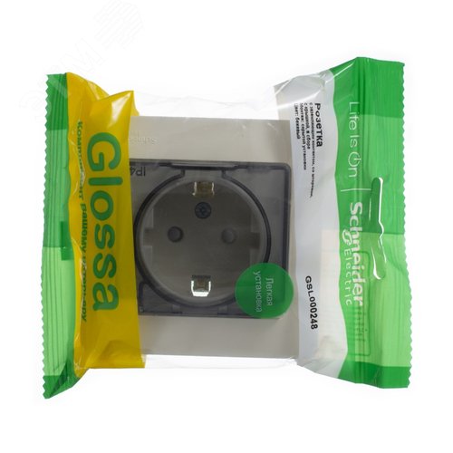 Розетка GLOSSA GSL000248 c/з с крышкой бежевый