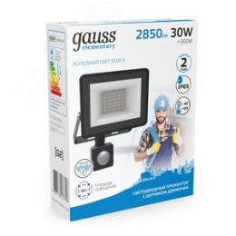 Прожектор GAUSS 628511330 30Вт 220-240В 6500k 2100Лм IP65 c датчиком