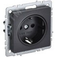 Розетка IEK BRITE 1-ная c/з черный