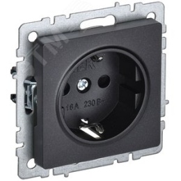 Розетка IEK BRITE 1-ная c/з черный