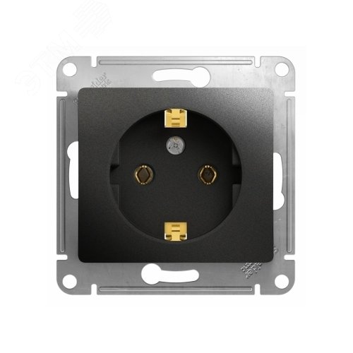 Розетка GLOSSA GSL000743 1-ая с/з антрацит