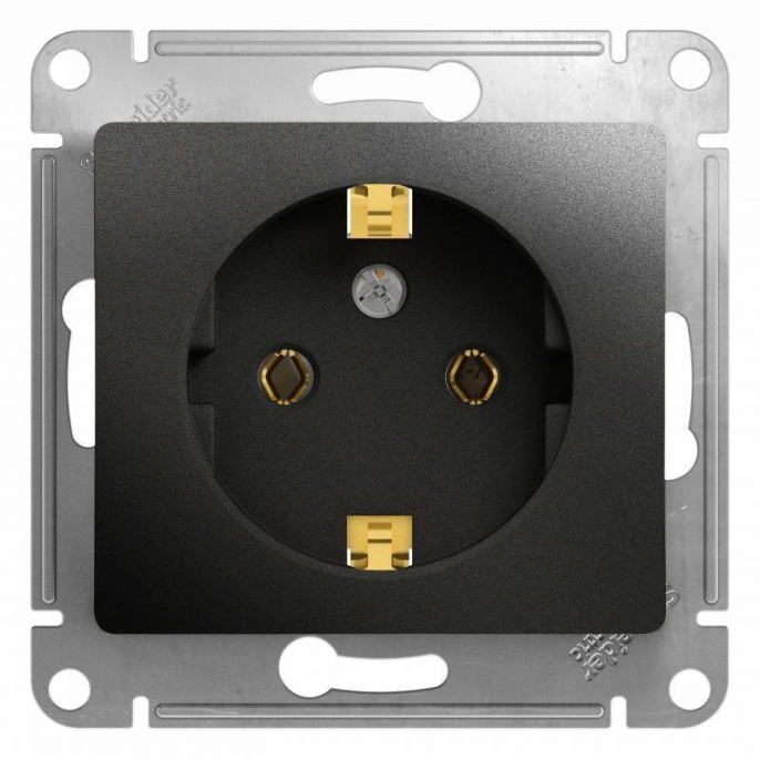 Розетка GLOSSA GSL000743 1-ая с/з антрацит