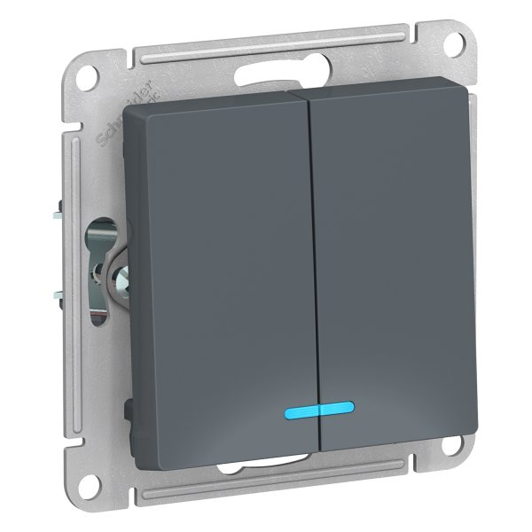 Выключатель AtlasDesign ATN000753 2кл с подсв., грифель, механизм