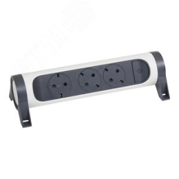 Удлинитель LEGRAND 694543 3-м 16А IP20 Комфорт 3х2P+E с поворотн.осн. без кабеля бел./черн.