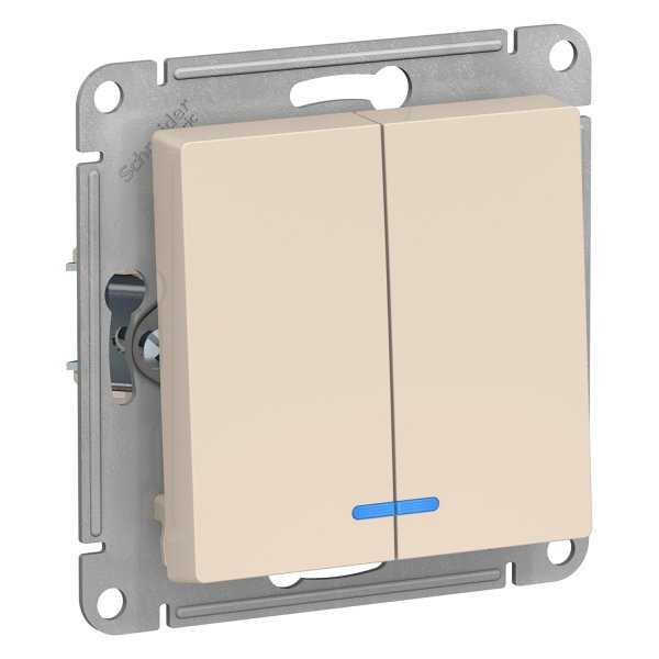 Выключатель AtlasDesign ATN000253 2кл с подсв., бежевый, механизм
