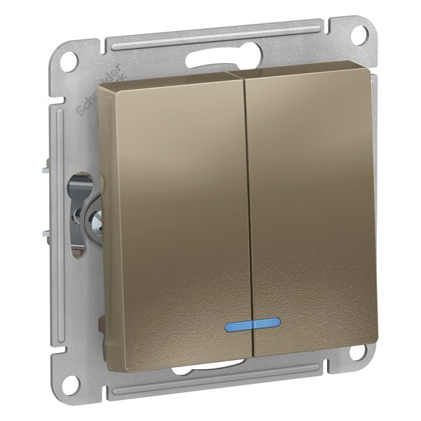 Выключатель AtlasDesign ATN000553 2кл c подс., шампань, механизм