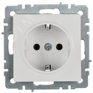 Розетка IEK BRITE 1-ная c/з белый