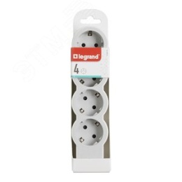 Удлинитель LEGRAND 694575 4-м 16А IP20 Стандарт 4х2P+E без кабеля бел./сер.