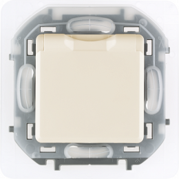 Розетка INSPIRIA 673741 2К+З IP44 с откидной крышкой 16А сл.кость