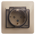 Розетка GLOSSA GSL000248 c/з с крышкой бежевый