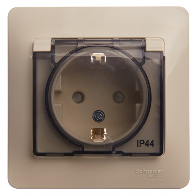 Розетка GLOSSA GSL000248 c/з с крышкой бежевый