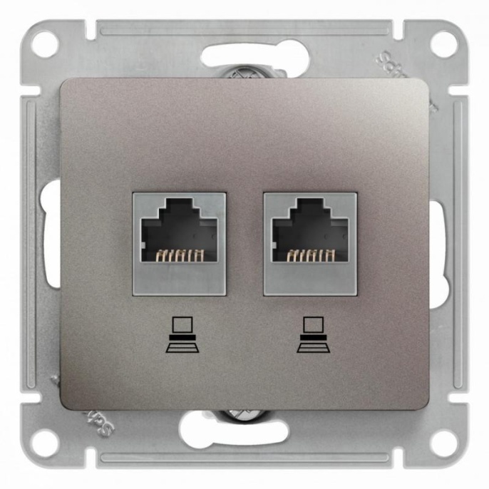 Розетка GLOSSA GSL001285КK RJ45*2 платина