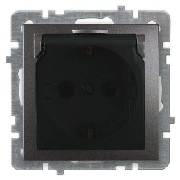 Розетка NILSON 24160418 СУ 1ая с/з. антрацит с крышкой