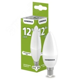 Лампа GENERICA LED12 12W E14 4000K свеча матовая