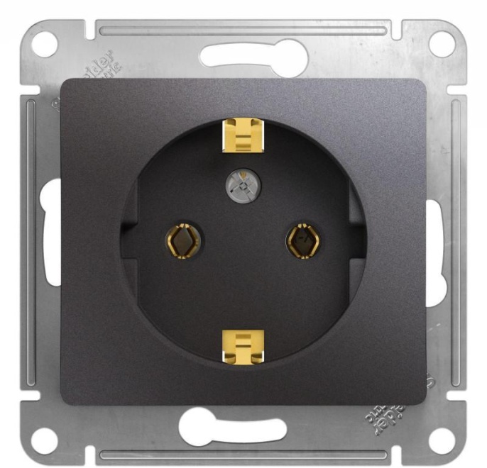 Розетка GLOSSA GSL001343 1 c/з, графит