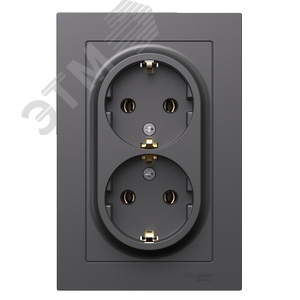 Розетка AtlasDesign ATN001424 2ая с/з базальт, механизм