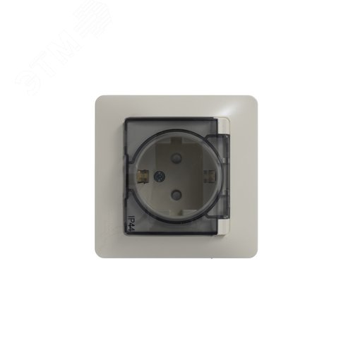 Розетка GLOSSA GSL000248 c/з с крышкой бежевый