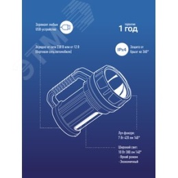 Фонарь Космос KOSACCU9107WUSB 7W USB зар.уст. 220/12В