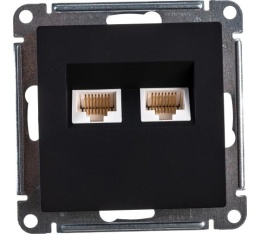 Розетка AtlasDesign ATN001085 RJ45+RJ45 карбон, механизм