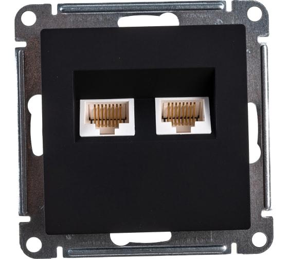 Розетка AtlasDesign ATN001085 RJ45+RJ45 карбон, механизм