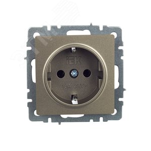 Розетка IEK BRITE 1-ная c/з шампань