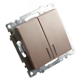 Выключатель STEKKER GLS10-7102-02 2кл с подс. шампань (механизм) серия КАТРИН