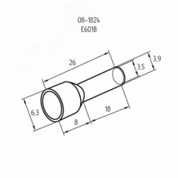 Наконечник REXANT 08-1824 втулочный штырьевой изолированный НШВИ 6,0-18