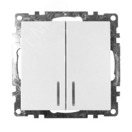 Выключатель STEKKER GLS10-7102-01, 2кл с подс. белый, (механизм) серия КАТРИН