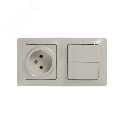 Блок GLOSSA GSL000272 розетка + 2кл выключатель бежевый