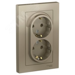 Розетка AtlasDesign ATN000524 2ная с/з шампань