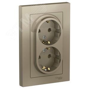 Розетка AtlasDesign ATN000524 2ная с/з шампань