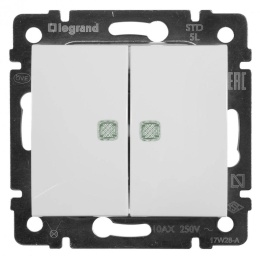 Legrand Valena 774428 выключатель 2кл с подсв. белый 