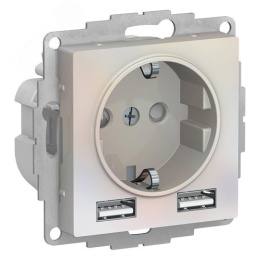Розетка AtlasDesign ATN000430 USB 5V/2.4A  2*5/1.2A  механизм, жемчуг