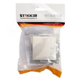 Переключатель STEKKER GLS10-7105-03, 1кл серебро, серия КАТРИН