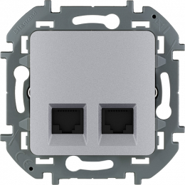 Розетка INSPIRIA 673842 2*RJ 45 кат 6 UTP алюминий
