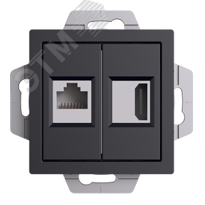 Розетка AtlasDesign ATN001082 HDMI+RG45, карбон, механизм