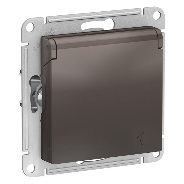 Розетка AtlasDesign ATN000646 с/з с крышкой мокко