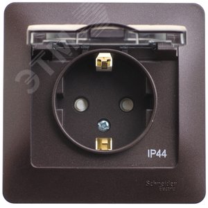 Розетка GLOSSA GSL000848 c/з с крышкой шоколад