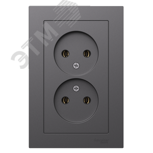 Розетка AtlasDesign ATN001420 2ая б/з базальт, механизм