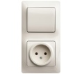 Блок GLOSSA GSL000260 розетка + 1кл выключатель бежевый