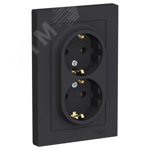Розетка AtlasDesign ATN001024 2ая с/з карбон, механизм