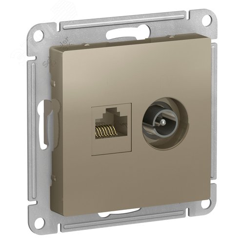Розетка AtlasDesign ATN000589 RJ45 5е+TV, шампань, механизм