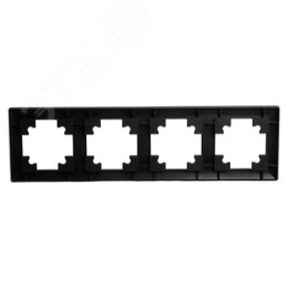 Рамка STEKKER PFR00-7004-05 4-я черная пластик, серия КАТРИН
