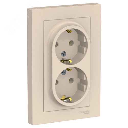 Розетка AtlasDesign ATN000224 2ая с/з механизм, бежевая