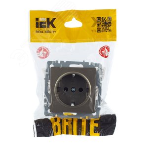 Розетка IEK BRITE 1-ная c/з шампань