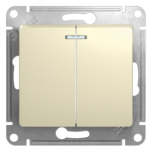 Выключатель GLOSSA GSL000253 2кл c подсв., бежевый