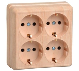 Розетка IEK ОКТАВА ERO41-K03-16-DC 4-м с/з сосна