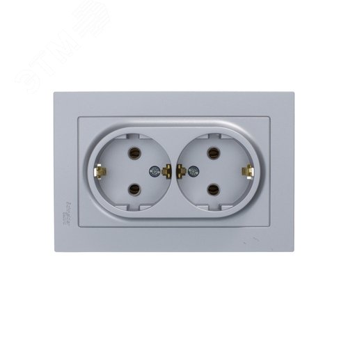 Розетка AtlasDesign ATN000324 2ая c/з механизм, алюминий
