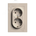 Розетка AtlasDesign ATN001224 2ая с/з песочный, механизм