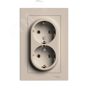 Розетка AtlasDesign ATN001224 2ая с/з песочный, механизм